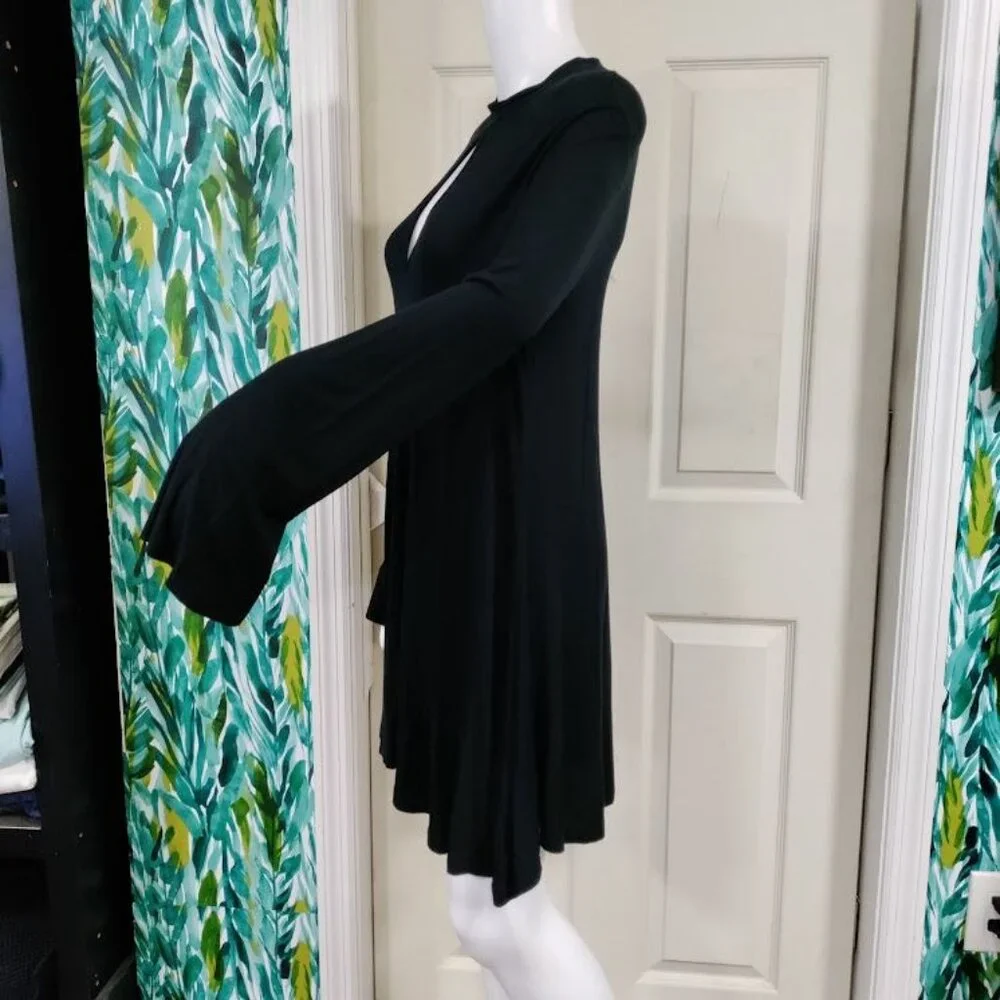 Gypsy Warrior Long Sleeve Keyhole Mock Neck Mini Dress Black Women's Size M - Picture 4 of 10